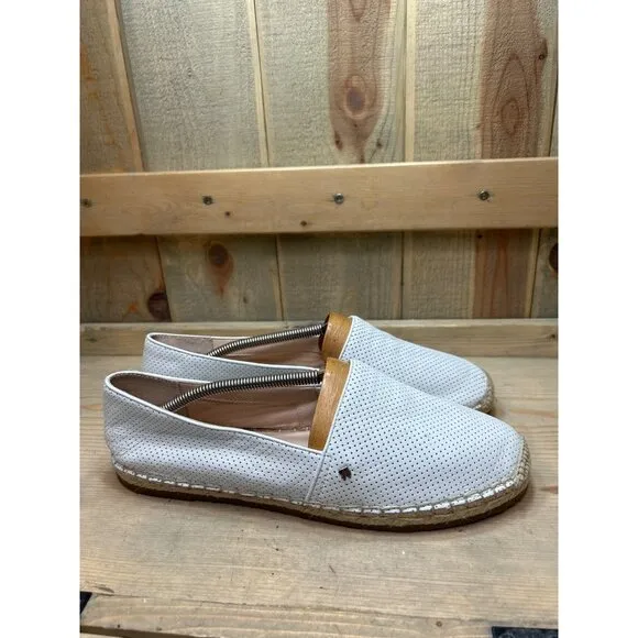 Kate Spade White Perforated Leather Espadrilles Size 11M Slip On Loafer Flats
