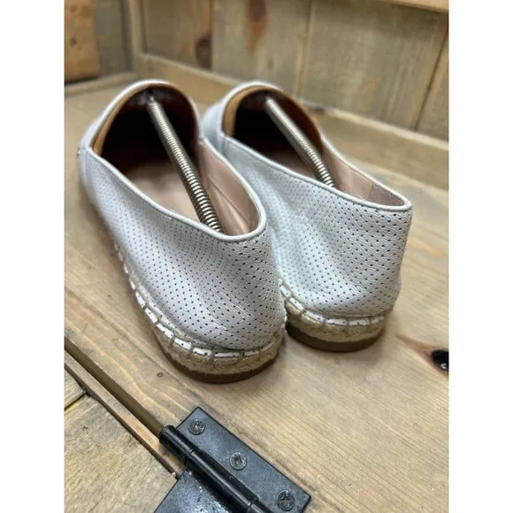 Kate Spade White Perforated Leather Espadrilles Size 11M Slip On Loafer Flats