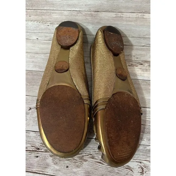 Kate Spade Women Gold Leather Loafers Size 8