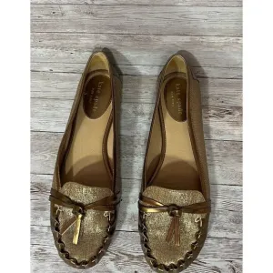 Kate Spade Women Gold Leather Loafers Size 8