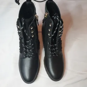 KATE Spade Women's leather faux fur Combat Boot