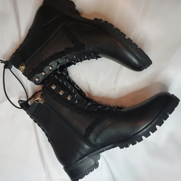 KATE Spade Women's leather faux fur Combat Boot