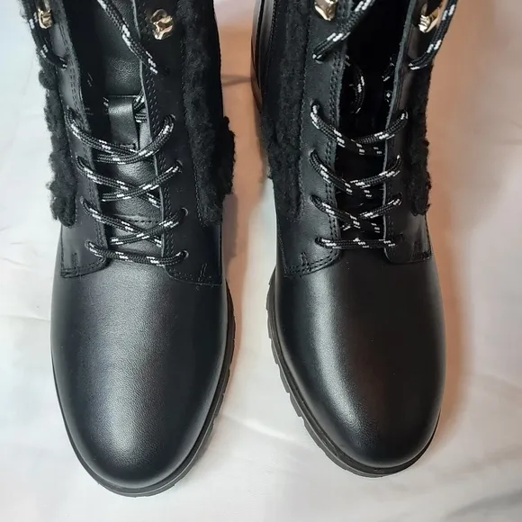 KATE Spade Women's leather faux fur Combat Boot