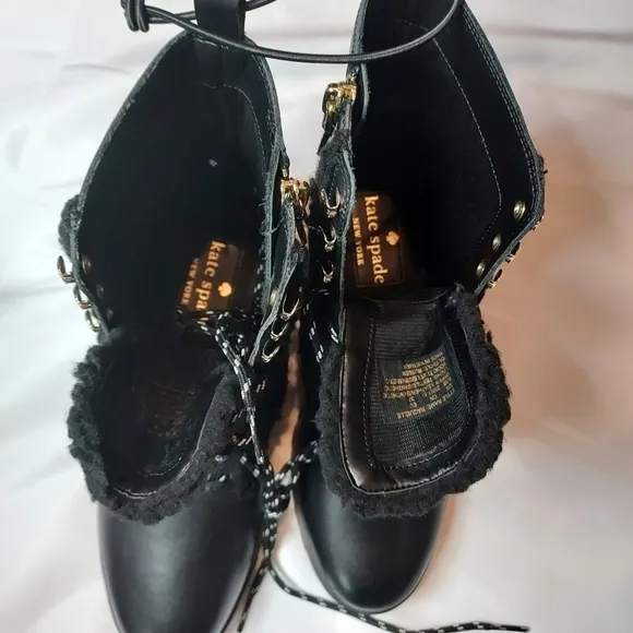 KATE Spade Women's leather faux fur Combat Boot