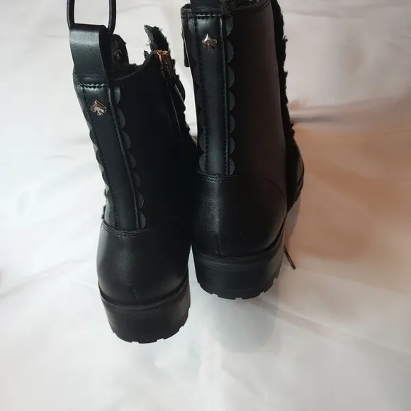 KATE Spade Women's leather faux fur Combat Boot