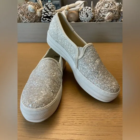 KATE SPADE x KEDS GLITTER SLIP ON SNEAKERS SIZE 7.5