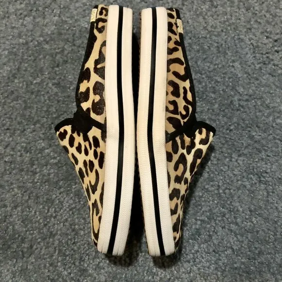 Kate Spade x Keds Slip On Sneakers 5.5 Calf Hair Leopard Cheetah Lace Up