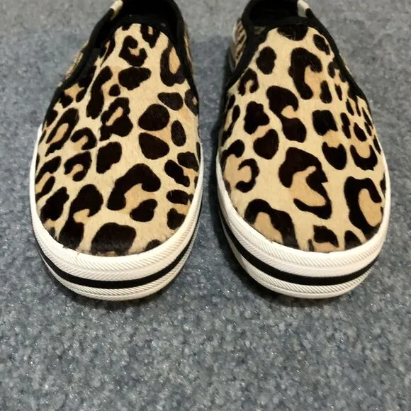 Kate Spade x Keds Slip On Sneakers 5.5 Calf Hair Leopard Cheetah Lace Up