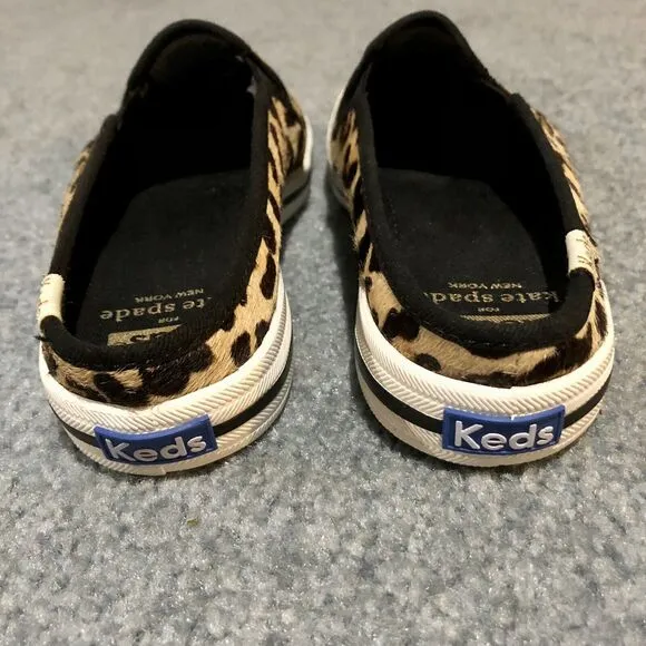 Kate Spade x Keds Slip On Sneakers 5.5 Calf Hair Leopard Cheetah Lace Up