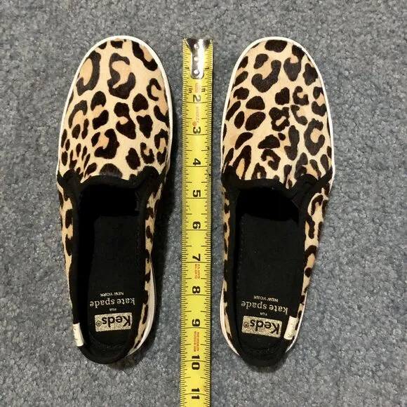 Kate Spade x Keds Slip On Sneakers 5.5 Calf Hair Leopard Cheetah Lace Up