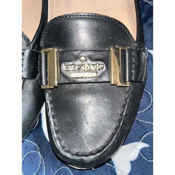 Kate Spade Women's Colette Black Leather Loafers Size 8.5 Casual Flats