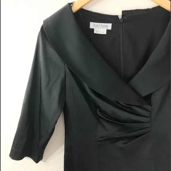 Kay Unger Black 3/4 Sleeve Cocktail Dress
