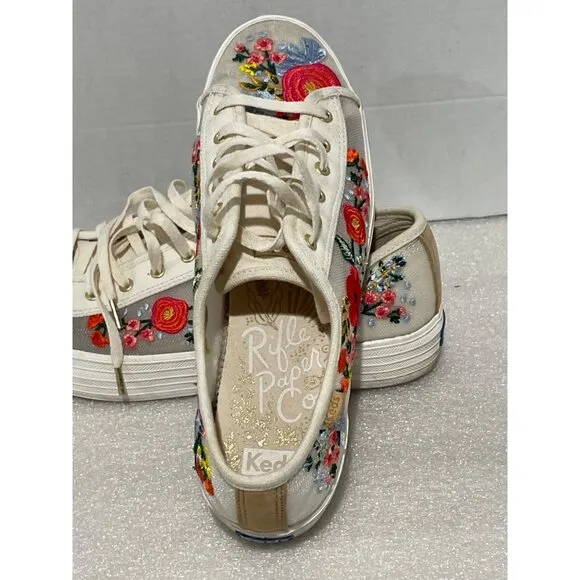 Keds Womens Triple Kick Rpc multicolor flower Embroider Mesh Sneaker size 7.5