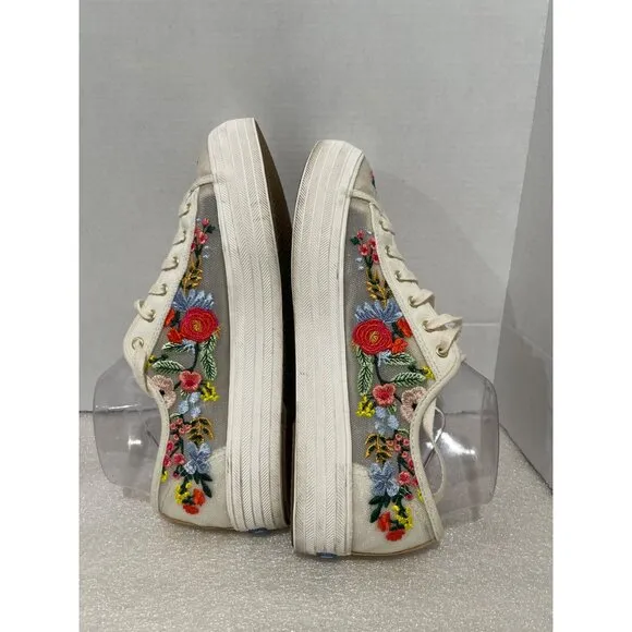 Keds Womens Triple Kick Rpc multicolor flower Embroider Mesh Sneaker size 7.5