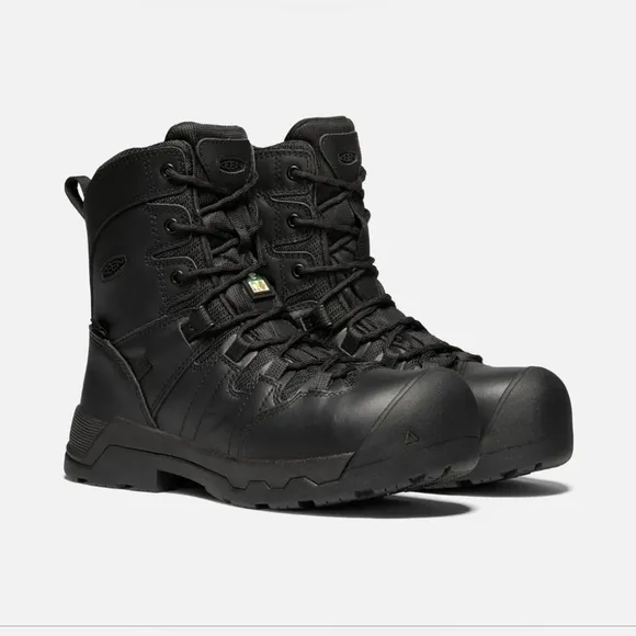 KEEN-  Black Premium Leather waterproof Safety toe Work Boots Comfort Zip Sz.7