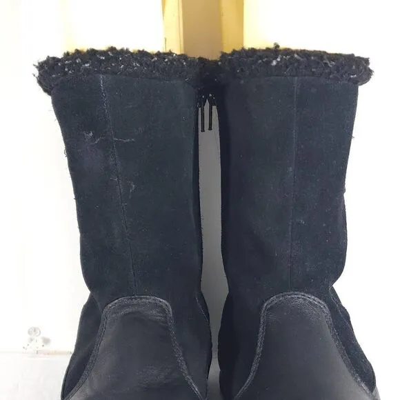 KEEN Women’s US6 Dry Mid Calf Black Leather Fleece Lined Waterproof Winter Boots