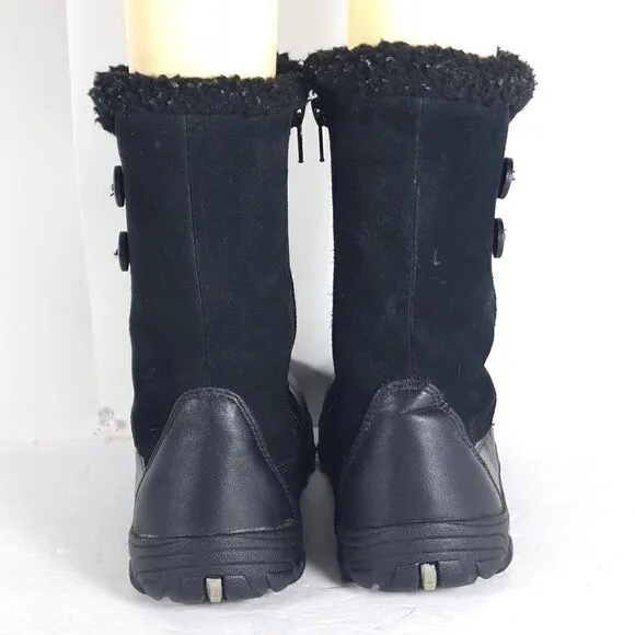 KEEN Women’s US6 Dry Mid Calf Black Leather Fleece Lined Waterproof Winter Boots