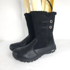 KEEN Women’s US6 Dry Mid Calf Black Leather Fleece Lined Waterproof Winter Boots