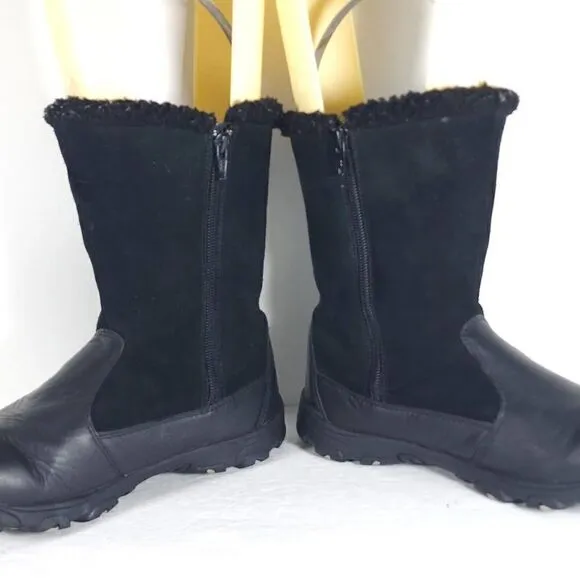 KEEN Women’s US6 Dry Mid Calf Black Leather Fleece Lined Waterproof Winter Boots