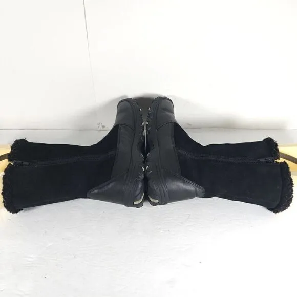 KEEN Women’s US6 Dry Mid Calf Black Leather Fleece Lined Waterproof Winter Boots