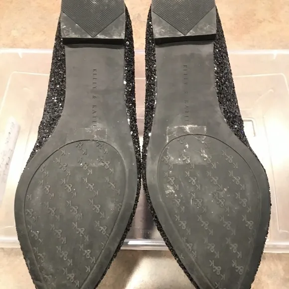 Kelly &amp; Katie GLITTER flats, BLACK, Pointed toe, Women’s Size 10