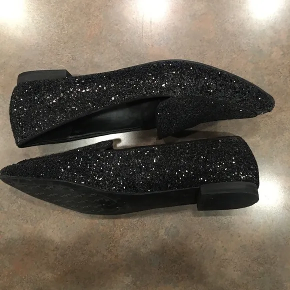 Kelly &amp; Katie GLITTER flats, BLACK, Pointed toe, Women’s Size 10