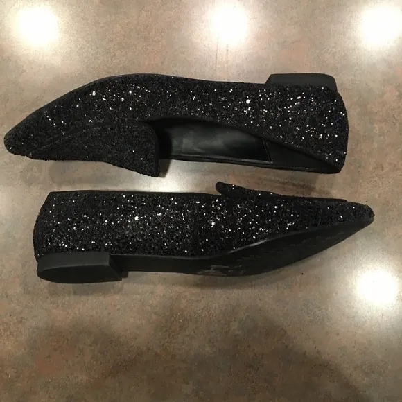 Kelly &amp; Katie GLITTER flats, BLACK, Pointed toe, Women’s Size 10