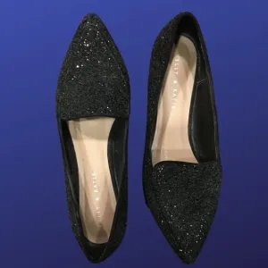 Kelly &amp; Katie GLITTER flats, BLACK, Pointed toe, Women’s Size 10