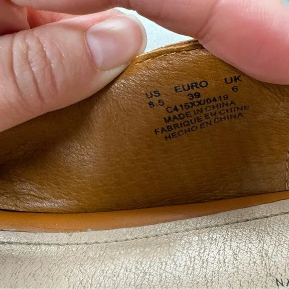 Kelsi Dagger Tan Leather Brooklyn Samantha Flats Peep Toe Womens 8.5 Comfort