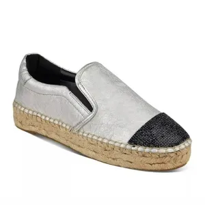 Kendall   Kylie Women's Joss Embellished Espadrilles Silver Size 8.5 (MSRP $110)