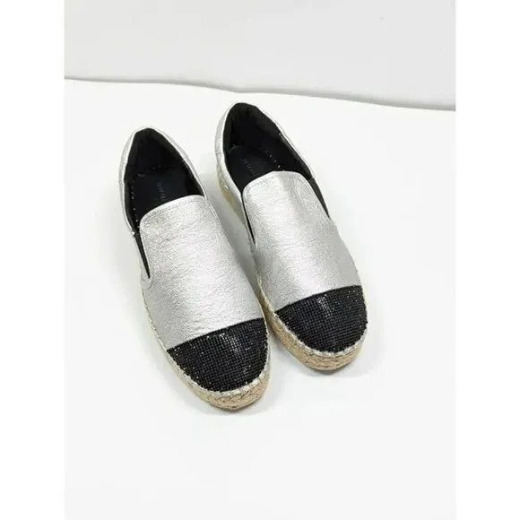 Kendall   Kylie Women's Joss Embellished Espadrilles Silver Size 8.5 (MSRP $110)