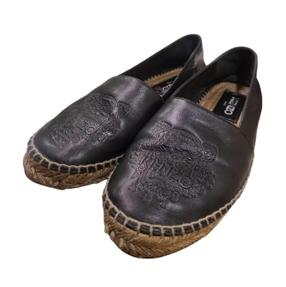 KENZO | Genuine Black Leather Tiger‎ Espadrilles in Size US 7.5