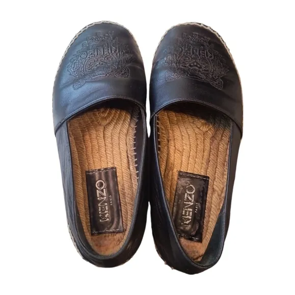 KENZO | Genuine Black Leather Tiger‎ Espadrilles in Size US 7.5