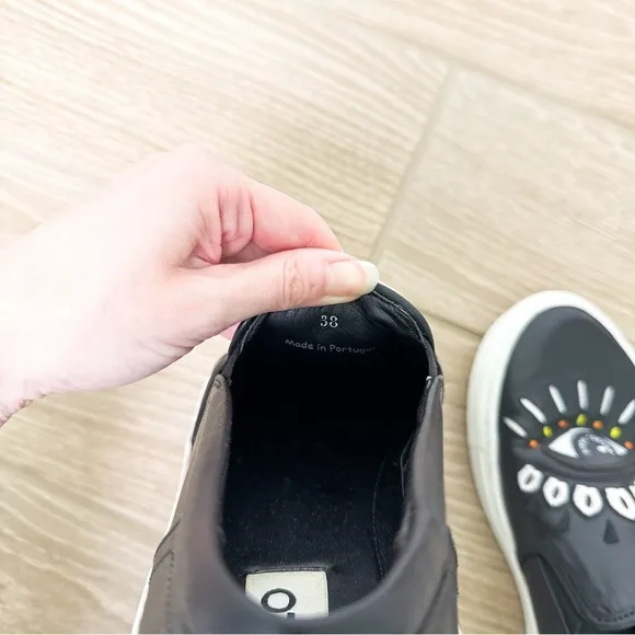 Kenzo K SKATE SLIP ON SNEAKERS Black Eye Embroidery size 38