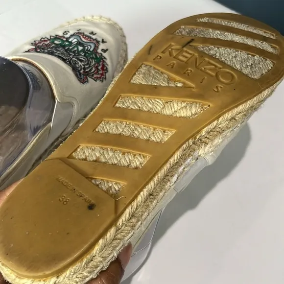 Kenzo Paris Lucky Tiger' Embroidered Canvas Espadrilles Sz EU 38 US 7