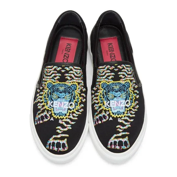 Kenzo Rainbow Tiger Sneakers Embroidered Logo Slip On Women’s EU 35