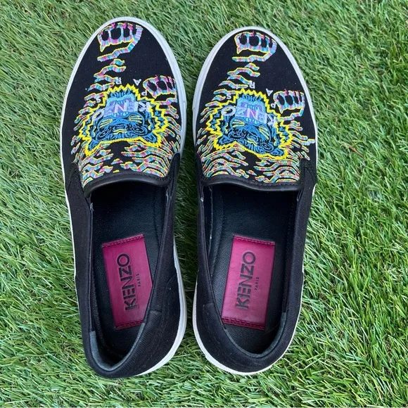 Kenzo Rainbow Tiger Sneakers Embroidered Logo Slip On Women’s EU 35