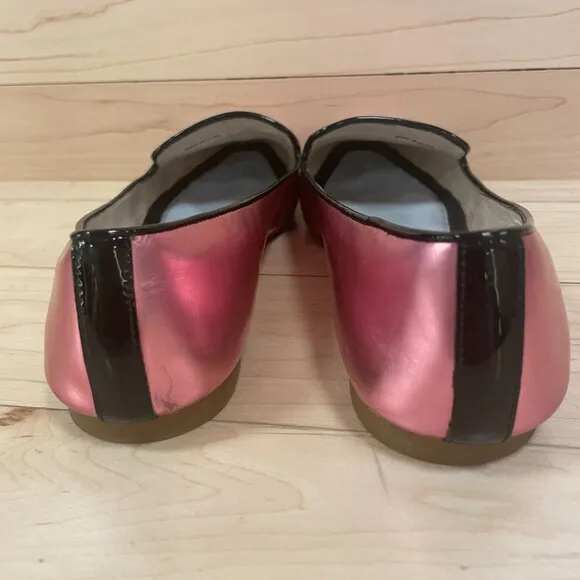 Kenzo Tiger Leather Embroidered Accent Loafers Pink 38.5 EU