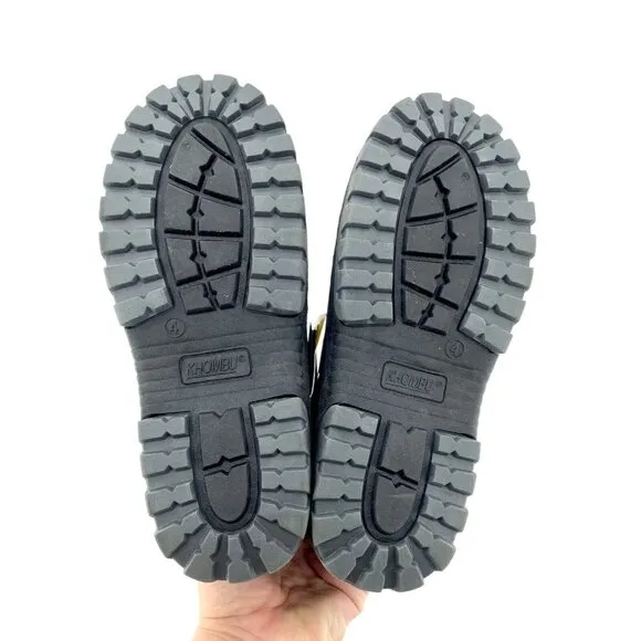 Khombu Kids Youth Boots Snowbank Faux Fur Suede Rubber SZ 4 Grey Green SZ 4