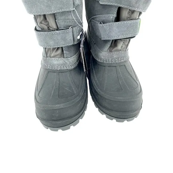 Khombu Kids Youth Boots Snowbank Faux Fur Suede Rubber SZ 4 Grey Green SZ 4