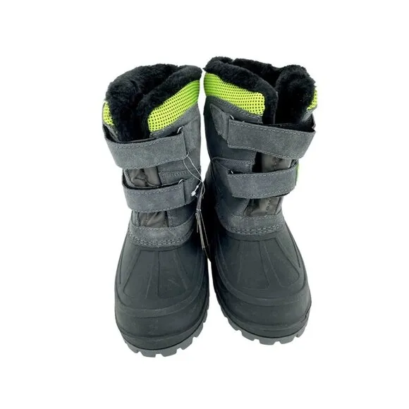 Khombu Kids Youth Boots Snowbank Faux Fur Suede Rubber SZ 4 Grey Green SZ 4