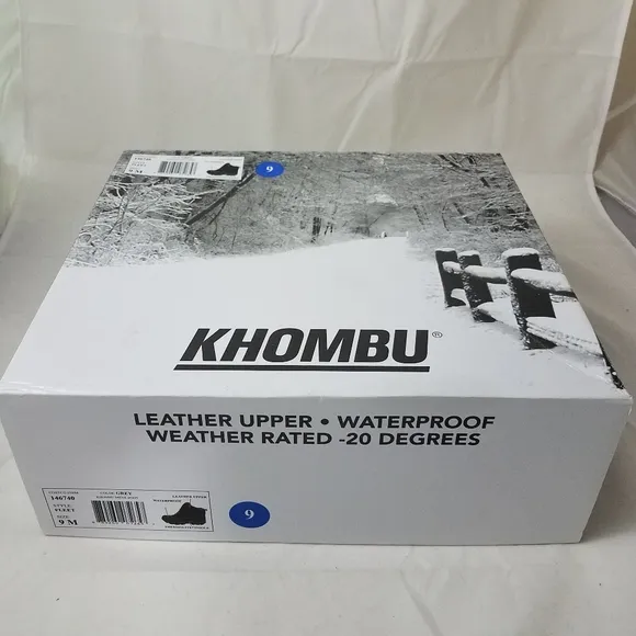 Khombu Men's Fleet Leather Boots 9 NWT Grey/Blue Waterproof