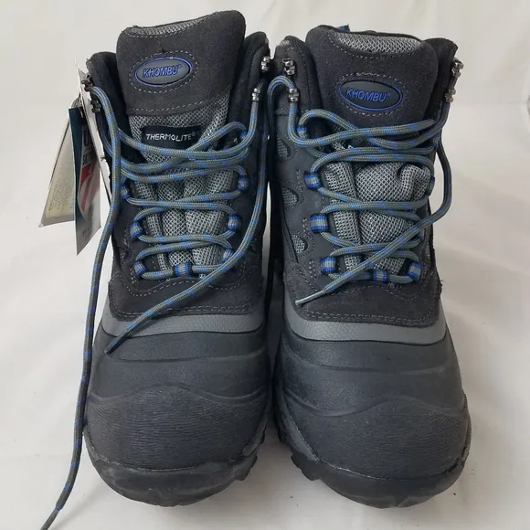 Khombu Men's Fleet Leather Boots 9 NWT Grey/Blue Waterproof