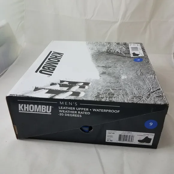 Khombu Men's Fleet Leather Boots 9 NWT Grey/Blue Waterproof