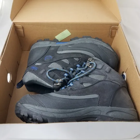 Khombu Men's Fleet Leather Boots 9 NWT Grey/Blue Waterproof