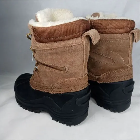 Khombu Kids Snowtracker Faux Fur Lined Waterproof Boots Sz 8 Blk/ Brown Preowned