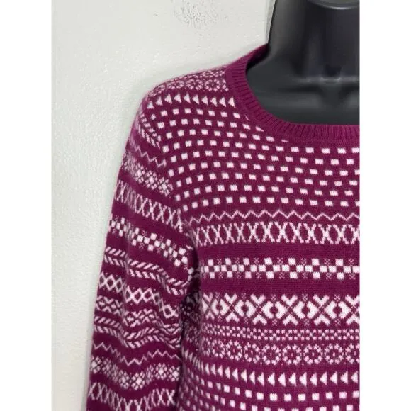 Kier   J 100% Cashmere Sweater Long Sleeve Pullover Pink Cabincore, M