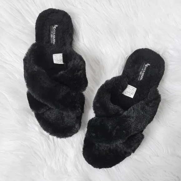 Koolaburra by Ugg Black Faux Fur Slipper Slides