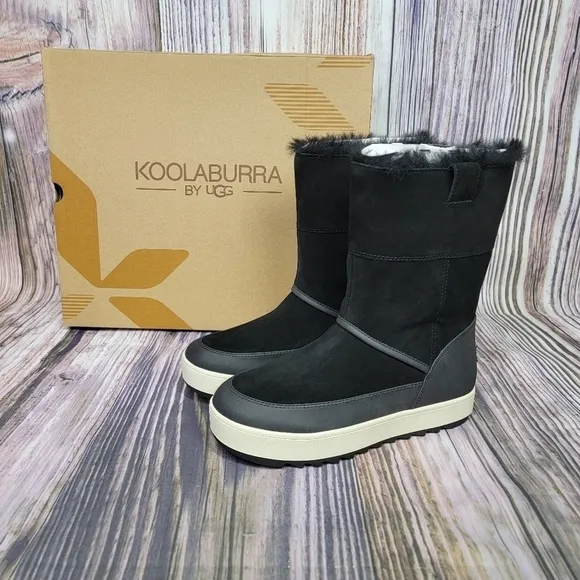 Koolaburra by Ugg Black Tynlee Suede Pull On Waterproof Boots