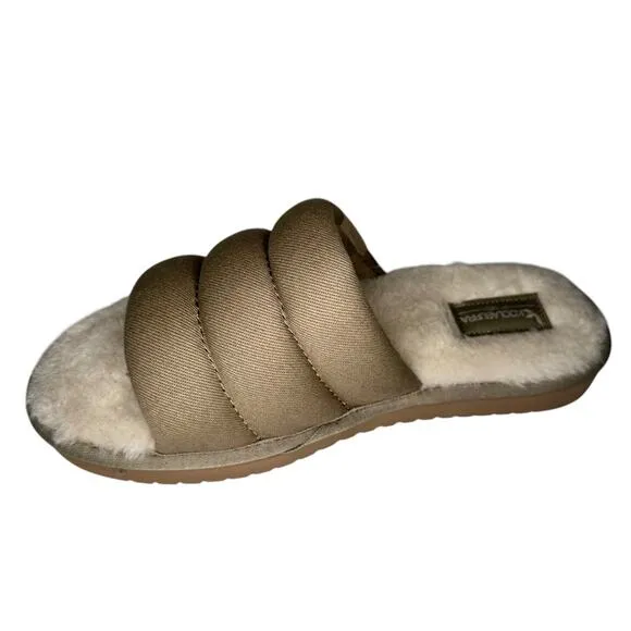 KOOLABURRA by UGG Rommie Mens Slippers Dune Size 9 Slides Fuzzy Comfy Shoes New